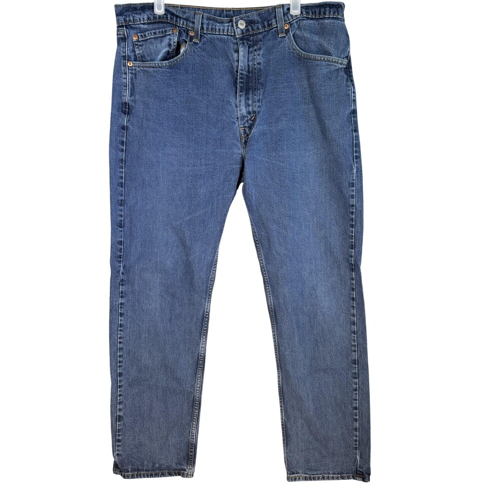 Levis 505 Jeans Mens 38x32 Blue Denim Straight Leg Classic Fit Medium Wash